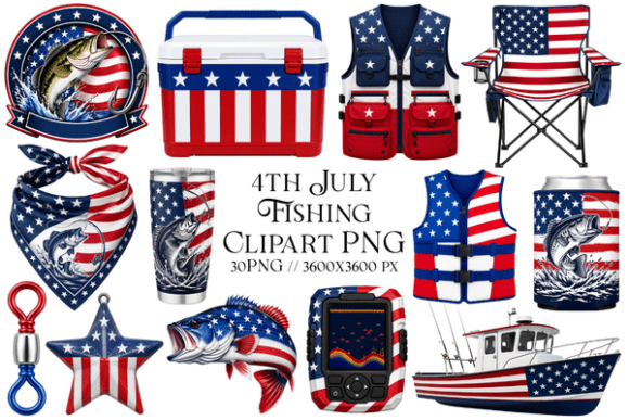 Download 4th July Fishing Clipart PNG - Art Collection