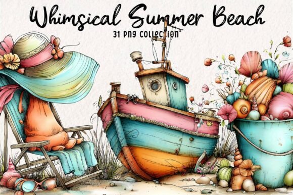 Download Whimsical Summer Beach Clipart PNG - Art Collection