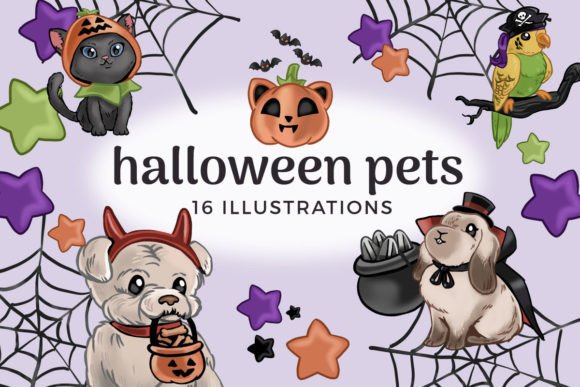 Download Halloween Pets Clipart Illustrations - Art Collection