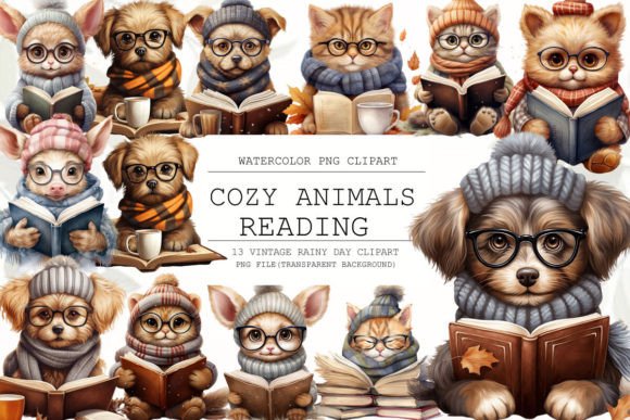 Download Cozy Animals Love Reading Clipart - Art Collection