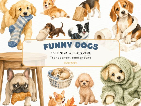 Download Funny Dogs Watercolor Cliparts Puppy PNg - Art Collection