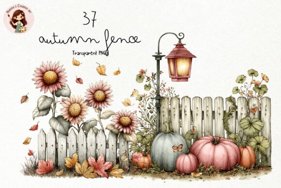 Download Watercolor Autumn Fence PNG Clipart - Art Collection
