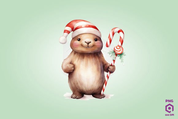 Download Walrus Holding a Candy Cane Clipart - Art Collection