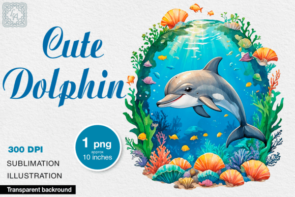 Download Cute Dolphin Watercolor Clipart, Png - Art Collection