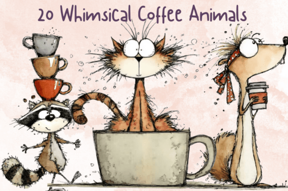 Download Whimsical Coffee Lover Animals Clipart - Art Collection