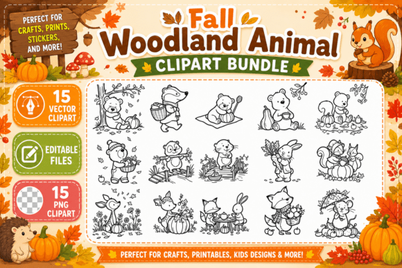 Download Fall Woodland Animals Coloring Clipart - Art Collection