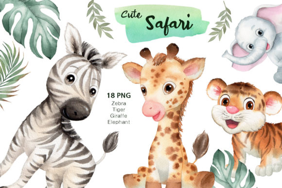 Download Watercolor Safari Animals Clipart - Art Collection