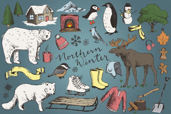 Download Snowy Winter Hand Drawn Clipart - Art Collection