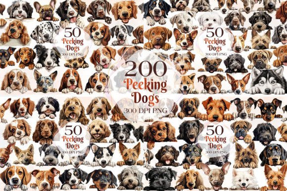 Download 200 Breeds of Peeking Dogs Clipart - Art Collection