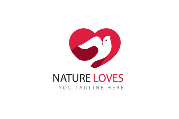 Download Nature Love Logo Design, Bird in Heart. - Art Collection