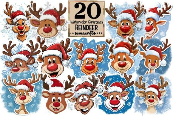 Download Watercolor Christmas Reindeer PNG Bundle - Reindeer Collection