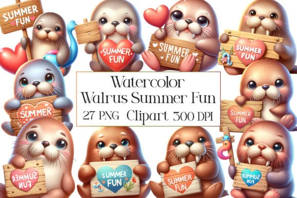 Download Watercolor Walrus Summer Fun Clipart - Art Collection