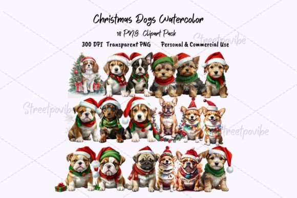 Download Dog Christmas Watercolor Clipart PNG Art - Art Collection