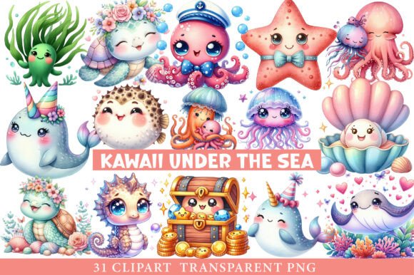 Download Kawaii Under the Sea Clipart Bundle - Art Collection