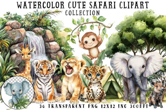 Download Watercolor Cute Safari Clipart - Art Collection